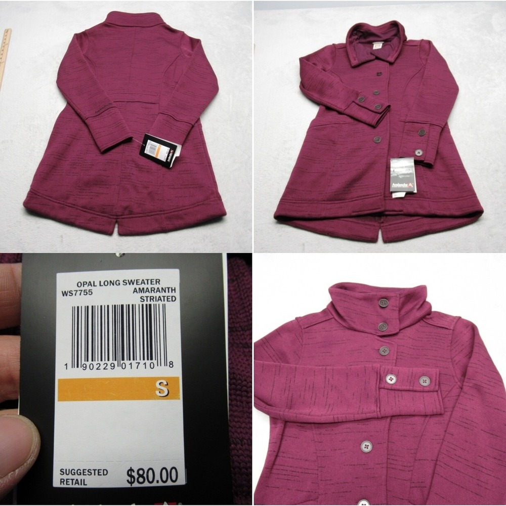 Avalanche Jacket Women Small Purple Amaranth Striated Opal Long Sweater Coat NEW
